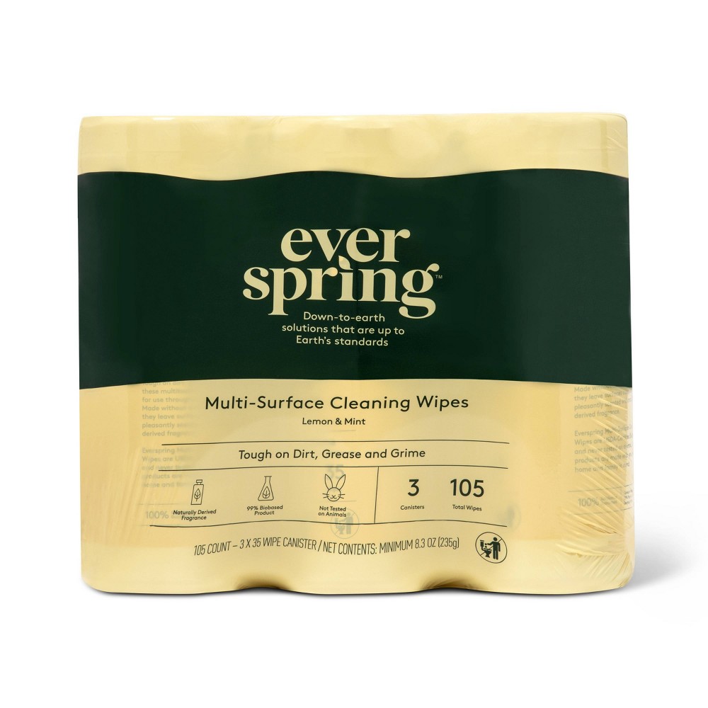 Lemon & Mint Multi-Surface Cleaning Wipes - 35ct/3pk - Everspring™