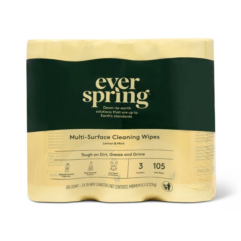 Lemon &#38; Mint Multi-Surface Cleaning Wipes - 35ct/3pk - Everspring&#8482;, 1 of 7