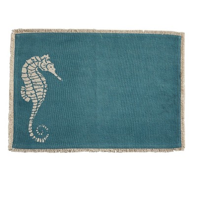 Split P Seahorse Print Placemat Set - Aqua