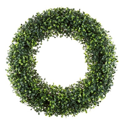 Nature Spring 19.5" Faux Greenery Artificial Boxwood Wreath - Green