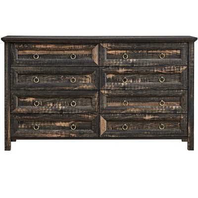 CAVINAS Farmhouse 8 Drawers Dresser Wood Rustic Wide Chset of Drawers Closet Organizers and Storage for Bedroom, Living Room, Hallway