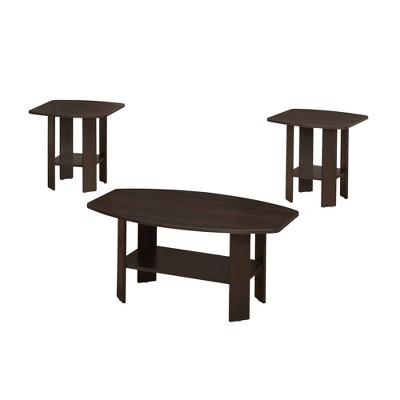 HomeRoots Set of Three 36" Brown Coffee Table With Shelf