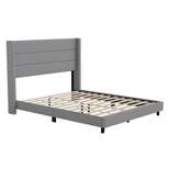 Flash Furniture Hollis Upholstered Platform Bed with Wingback Headboard, Mattress Foundation with Slatted Supports, No Box Spring Needed