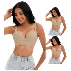 INSPIRE CHIC 3 Pcs Women's Wirefree U Back Adjustable Straps Comfort Push Up Bras - 1 of 4