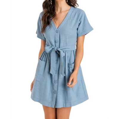 Women's Button Tie Mini Dress - LUSH