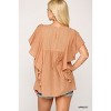 Slickblue Women's Textured Ruffle Sleeve Tunic Top in Apricot, Back Keyhole, Perfect for Casual Outings, S - 4 of 4