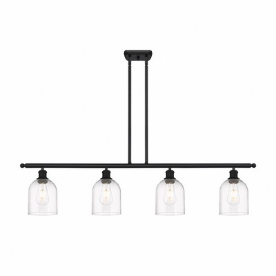 Bella - 4 Light Stem Hung Island In Industrial Style-10 Inches Tall and 48 Inches Wide