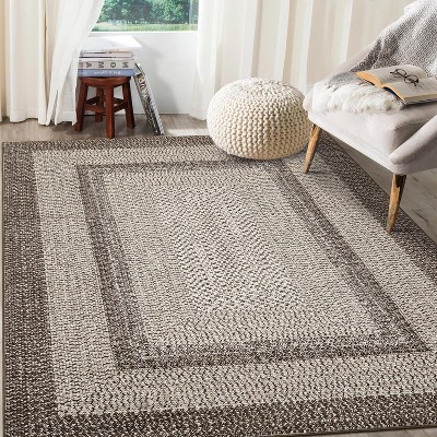 Washable Rug for Living Room Non-Slip Non-Shedding Bordered Carpet, Low Pile Stain-Resistant Carpet, Washable Modern Braided Print Area Rug