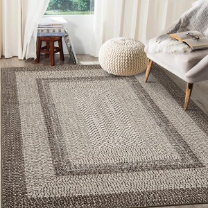 Washable Rug for Living Room Non-Slip Non-Shedding Bordered Carpet, Low Pile Stain-Resistant Carpet, Washable Modern Braided Print Area Rug - 1 of 4