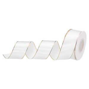 Unique Bargains Double Face Wide Satin Ribbon with Gold Edges for Wedding Bouquet - 1 of 4