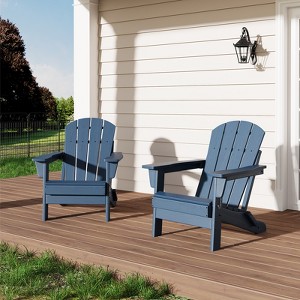 Folding Adirondack Chair - HDPE Outdoor All-Weather Fire Pit Chairs, Ergonomic Extended Backrest for Patio, Garden Pool, Backyard - 1 of 1