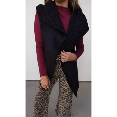 Women's Faux Suede faux-shearling Sweater Vest - Klesis