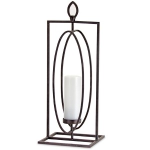 HomeRoots Set of Two Black Distressed Ornate Iron Tabletop Hurricane Candle Holders - 1 of 4