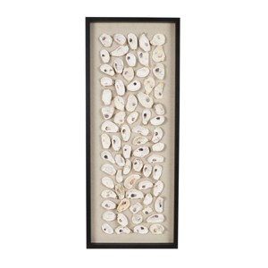 Shell Handmade Abstract Wall Decor with Beige Linen Backing and Black Frame Cream - Olivia & May - 1 of 4