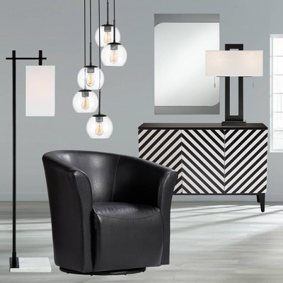 Samantha 22" Modern Black and Clear Glass 5-Light Pendant Chandelier