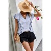 I AM A FASHION JUNKY Solid Button Ruffle V Neck Fit Blouse - 4 of 4