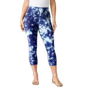 Roaman's Plus Size Essential Stretch Capri Legging - 1 of 4