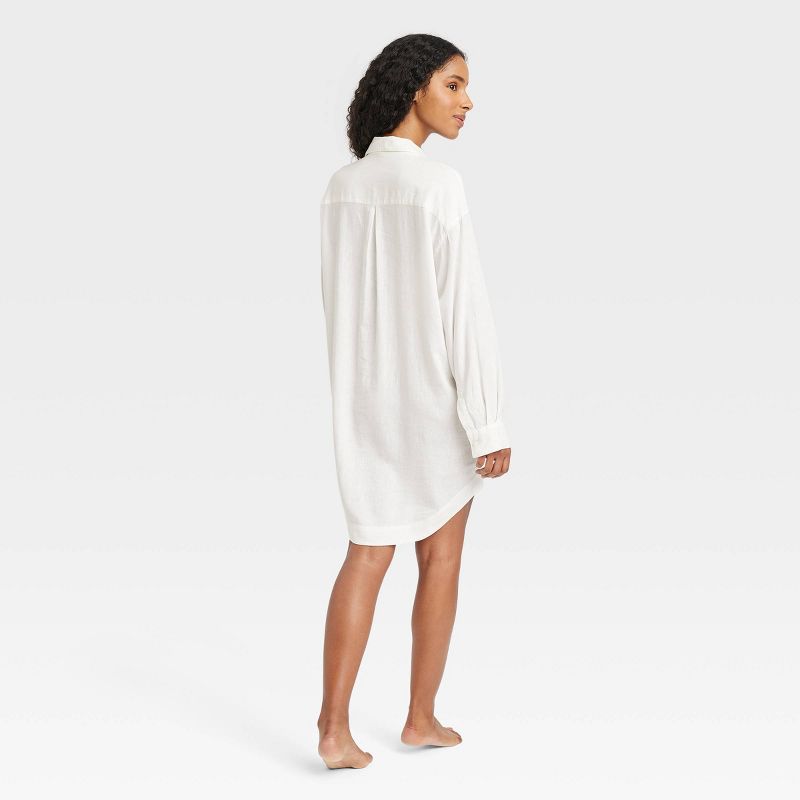Women's Linen Blend Sleep Shirtdress - Stars Above™, 2 of 4