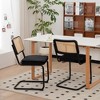 Velvet Rattan Side Accent Chairs Upholstered Dining Living Room Kitchen Chairs with Legs Set of 2 - 3 of 4