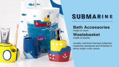 Nautical Submarine 3-Piece Kids' Bath Accessory Set in Multicolor Resin