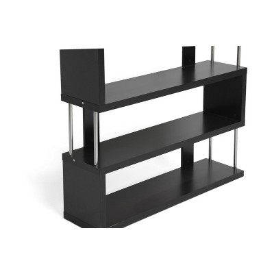 38.5" Dark Brown Faux Wood Modern Three Shelf Bookcase