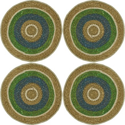Multicolor Round Pandanus and Sea Grass Placemats, Set of 4