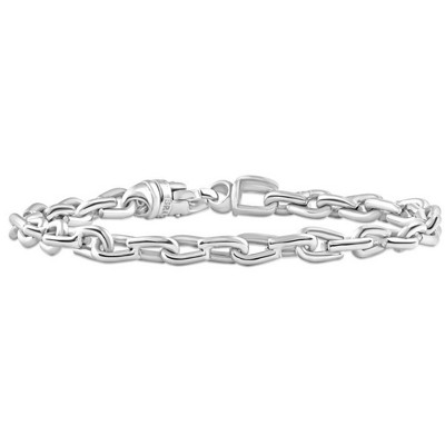 Pompeii3 Men's Polished Steel Clasp 6mm Thin Oval Flexible Link  8.5 " Bracelet