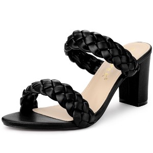Allegra K Women's Braided Heeled Slip-on Chunky Heel Slide Sandals - 1 of 4
