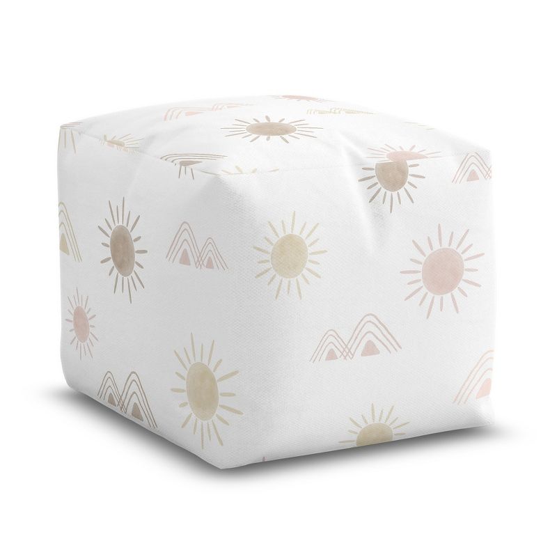 Sweet Jojo Designs Girl Unstuffed Fabric Ottoman Pouf Cover Decorative Storage Desert Sun Pink Gold and Taupe Insert Not Included, 1 of 6