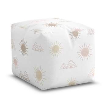 Sweet Jojo Designs Girl Unstuffed Fabric Ottoman Pouf Cover Decorative Storage Desert Sun Pink Gold and Taupe Insert Not Included