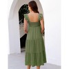 Womens Square Neck Smocked Maternity Dress Flutter Sleeve Summer Maxi Sundress Army Green S - 3 of 4