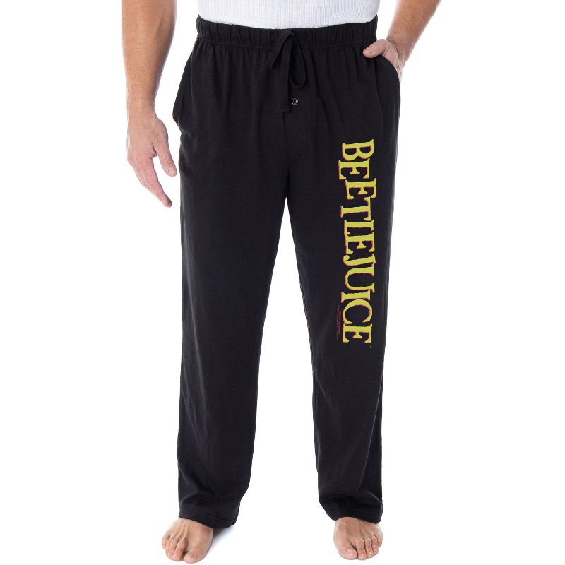 Beetlejuice Men's Classic Film Logo Loungewear Sleep Bottoms Pajama Pants Black, 1 of 4
