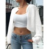 Coolmee Women's Plus Size Long Sleeve Open Front Knitted Crop Cardigan Drop Shoulder Knit Bolero Shrug Sweater - 3 of 4
