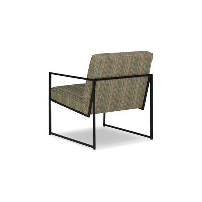 Contemporary Aniak Velvet Accent Chair in Blue and Beige