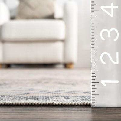 Beige and Gray SplashGuard Waterproof Machine Washable Area Rug 4' x 6'