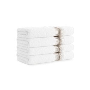 Aston & Arden Luxury Ring Spun Cotton Hand Towels (4 Pack), 600 GSM, 18x32 in., White with Striped Ombre Border - 1 of 4