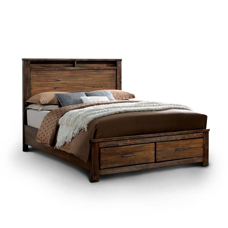Queen Keaton Rustic 2 Drawer Platform Bed Antique Oak - HOMES: Inside + Out, 1 of 10