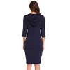 Women's 3/4 Sleeve Hooded Sweatshirt Dress, Pullover Bodycon Midi Dress with Pockets - 2 of 3