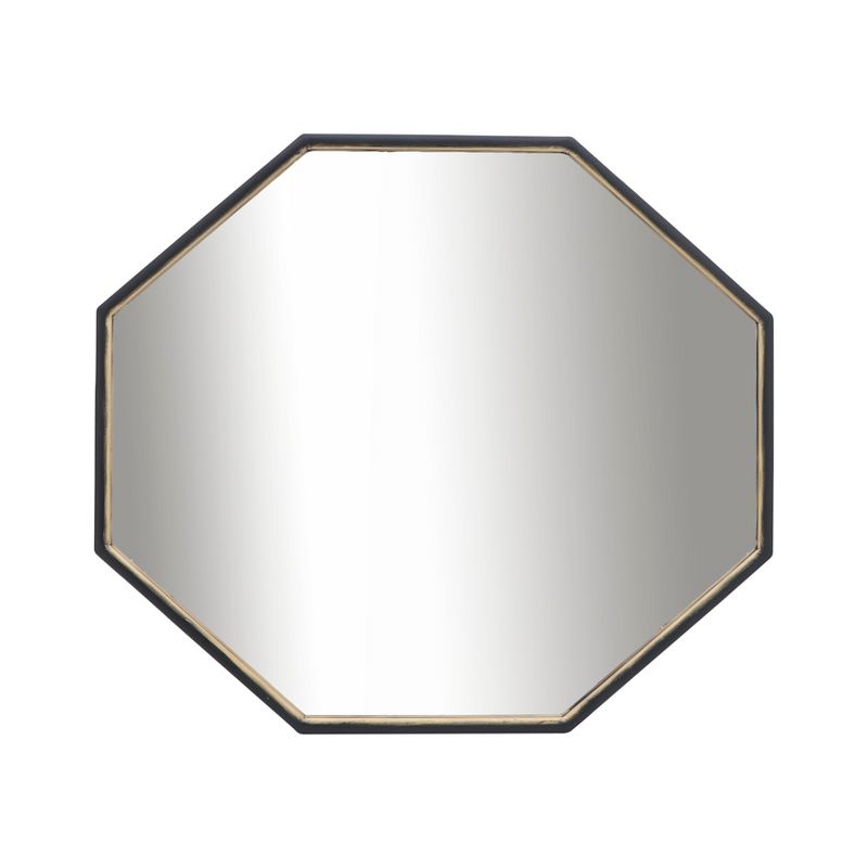 SAGEBROOK HOME 32&#34;x28&#34; Metal Octagonal Mirror Black/Gold, 1 of 4