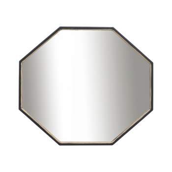 SAGEBROOK HOME 32"x28" Metal Octagonal Mirror Black/Gold