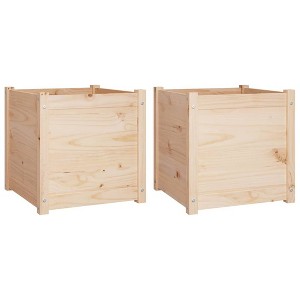 vidaXL Garden Planter Set of 2 Natural Wood Solid pinewood Medium - 1 of 4
