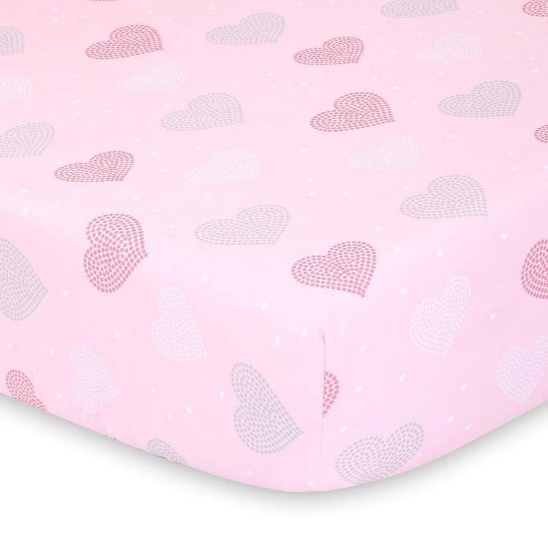 The Peanutshell Fitted Crib Sheets - Elephant and Pink Hearts - 2pk, 4 of 9