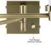 Barnes and Ivy Modern Swing Arm Wall Lamp Base Dark Antique Brass Plug-In Light Fixture for Bedroom Bedside Living Room Reading - 2 of 3