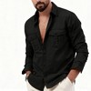 Men's Multi-Pocket Long Sleeve Shirt Jacket - Casual Button Down Collar Overshirt for Outdoor & Daily Layering - 3 of 4