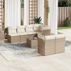 vidaXL 8 Piece Patio Sofa Set with Cushions Poly Rattan - Beige and Cream Table + 3x Middle + 4x Corner - 2 of 4