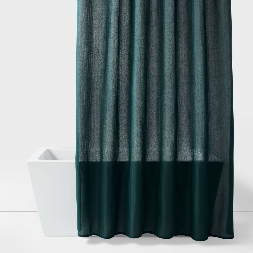 72"x84" Extra Long Herringbone Fabric Shower Curtain Dark Green - Room Essentials™