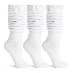 Women’s Slouch Socks Cotton Slouchy Knee-High Boot Socks 3 Pairs Scrunch Breathable Extra Long All-Season Comfort - 1 of 4