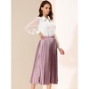 INSPIRE CHIC Women's Party Elastic Waist Metallic Shiny Accordion Pleated Midi Skirt - 4 of 4