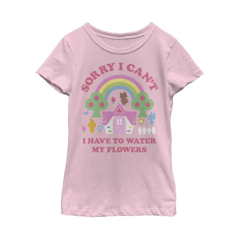 Girl's Nintendo Animal Crossing Water My Flowers T-Shirt, 1 of 5