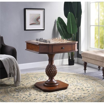 YONWAY Cherry Finish Reversible Chess Checker Game Table with/Game Tray (Chess Fingers Not Included) for Adult and Kids